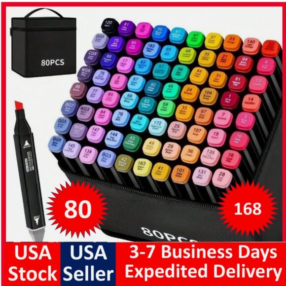 80 Colors Dual Tip Markers Drawing Markers Set Dual Tip Alcohol Markers - Picture 1 of 3